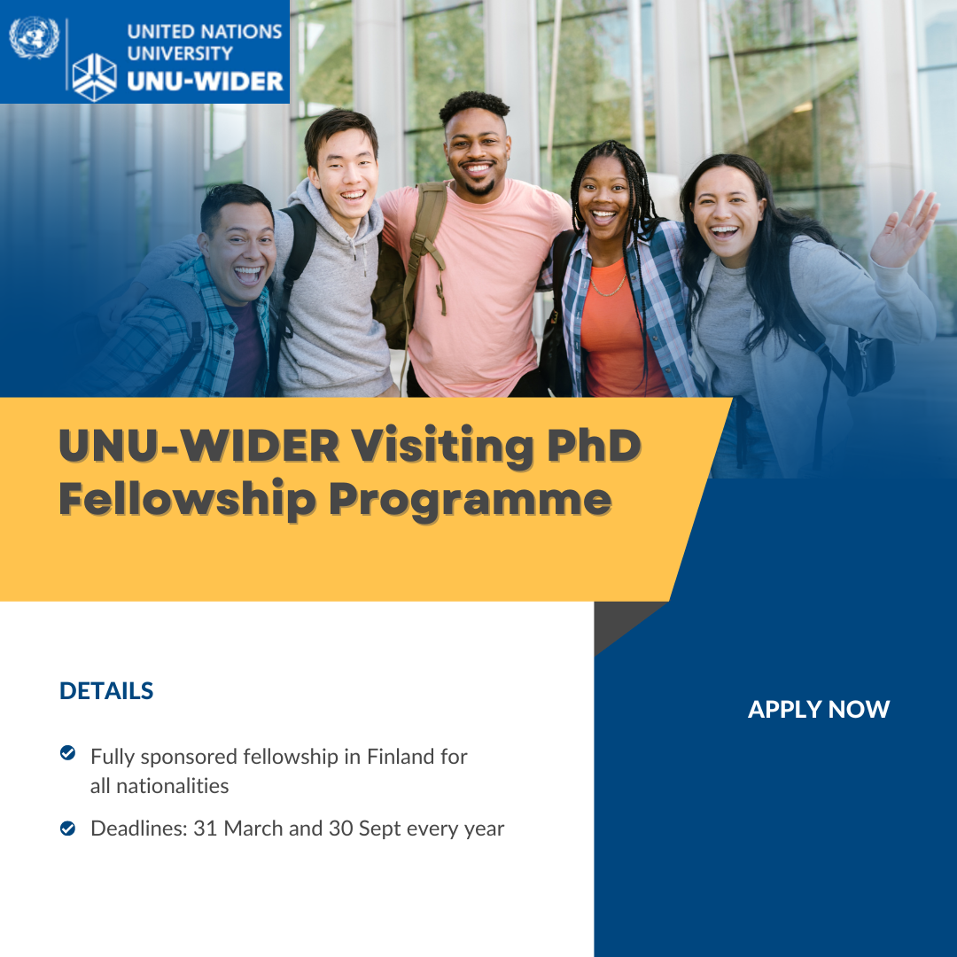 UNU-WIDER Visiting Scholars Programme 2025-26 | Fully Funded Research Fellowship