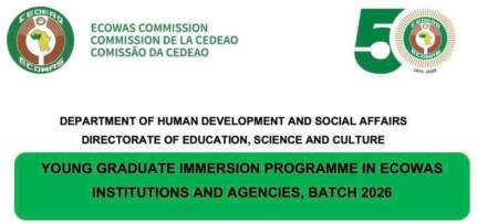 ECOWAS Young Graduate Immersion Programme 2026 – Apply Now