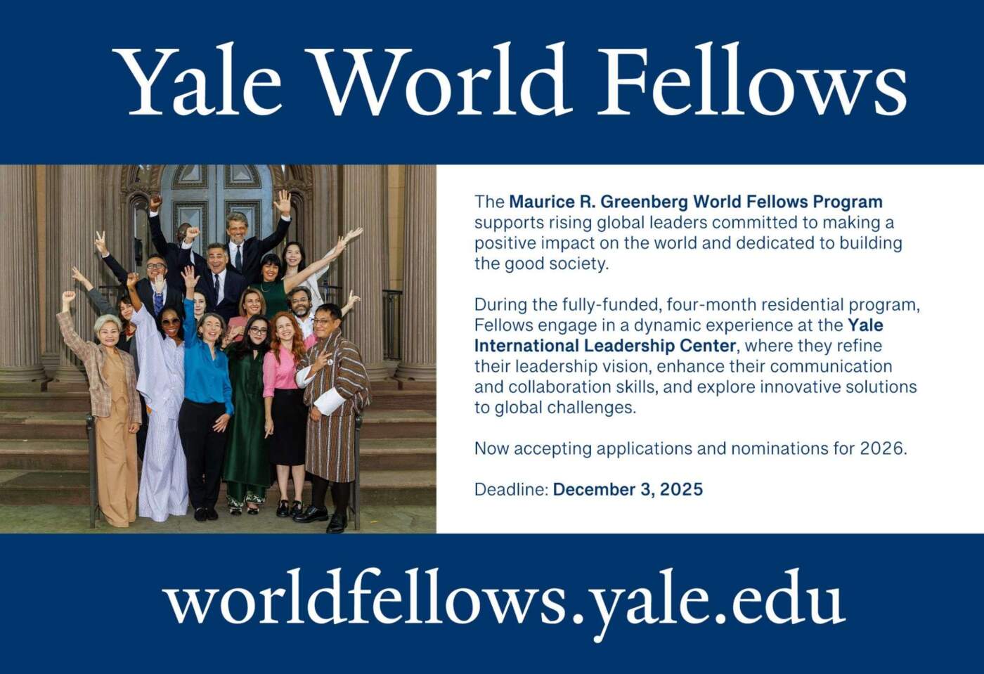 Yale Maurice R. Greenberg World Fellows Program 2026 – Fully Funded Fellowship
