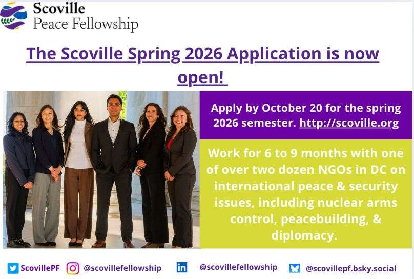 Herbert Scoville Jr. Peace Fellowship 2026 | Paid Fellowship in Washington, DC