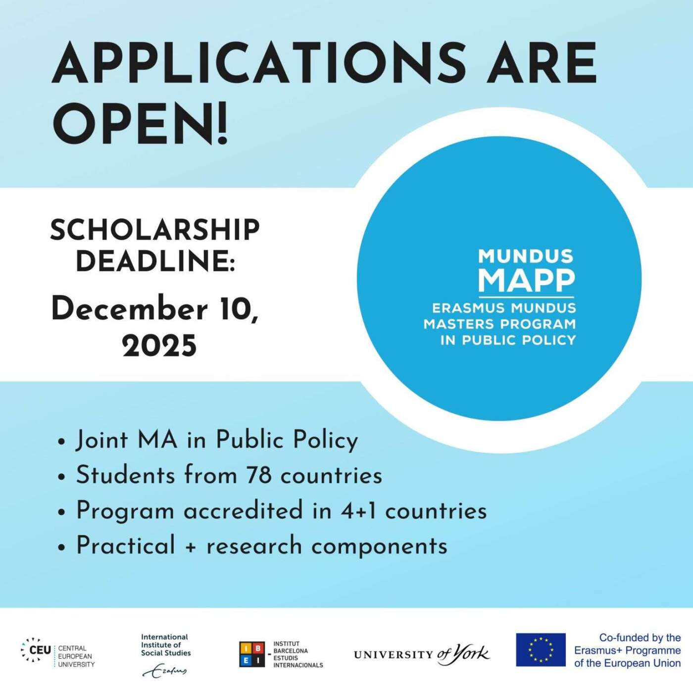 Fully Funded Erasmus Mundus MAPP Scholarships 2026–2028 for European and International Students