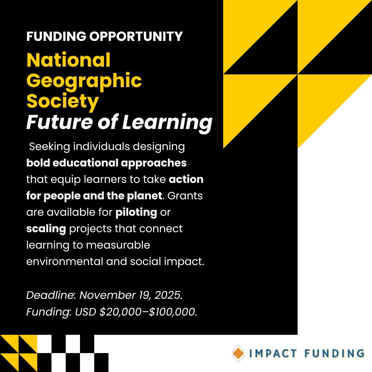 National Geographic Society Call for Proposals: Future of Learning, Future of Our Planet