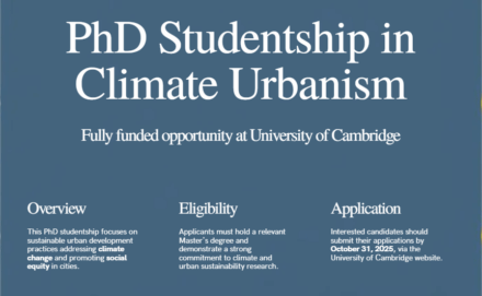 ESRC PhD Studentship Opportunity at the University of Cambridge: Climate Urbanism – Sustainability for the Affluent
