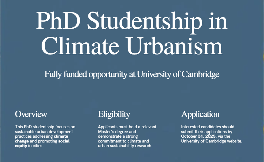 ESRC PhD Studentship Opportunity at the University of Cambridge: Climate Urbanism – Sustainability for the Affluent