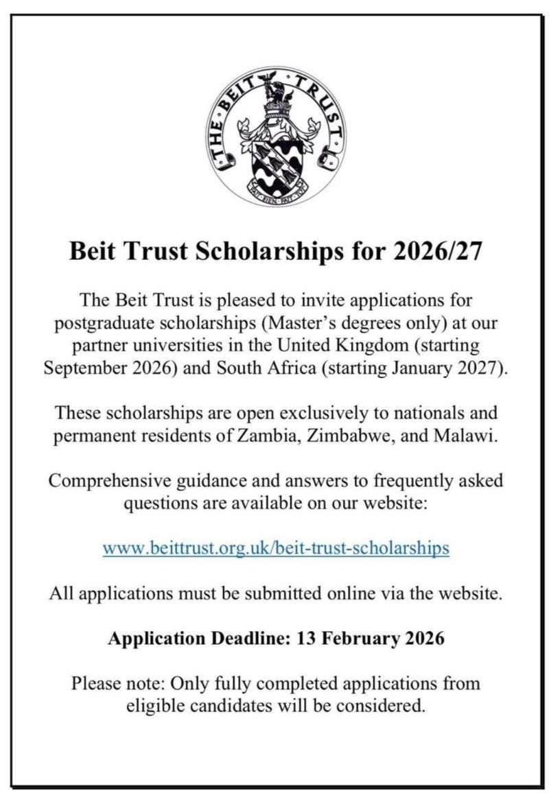 Beit Trust Postgraduate Scholarships