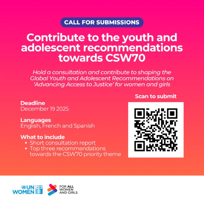 Young Feminists Launch Global Youth and Adolescent Recommendations for Commission on the Status of Women (CSW70)