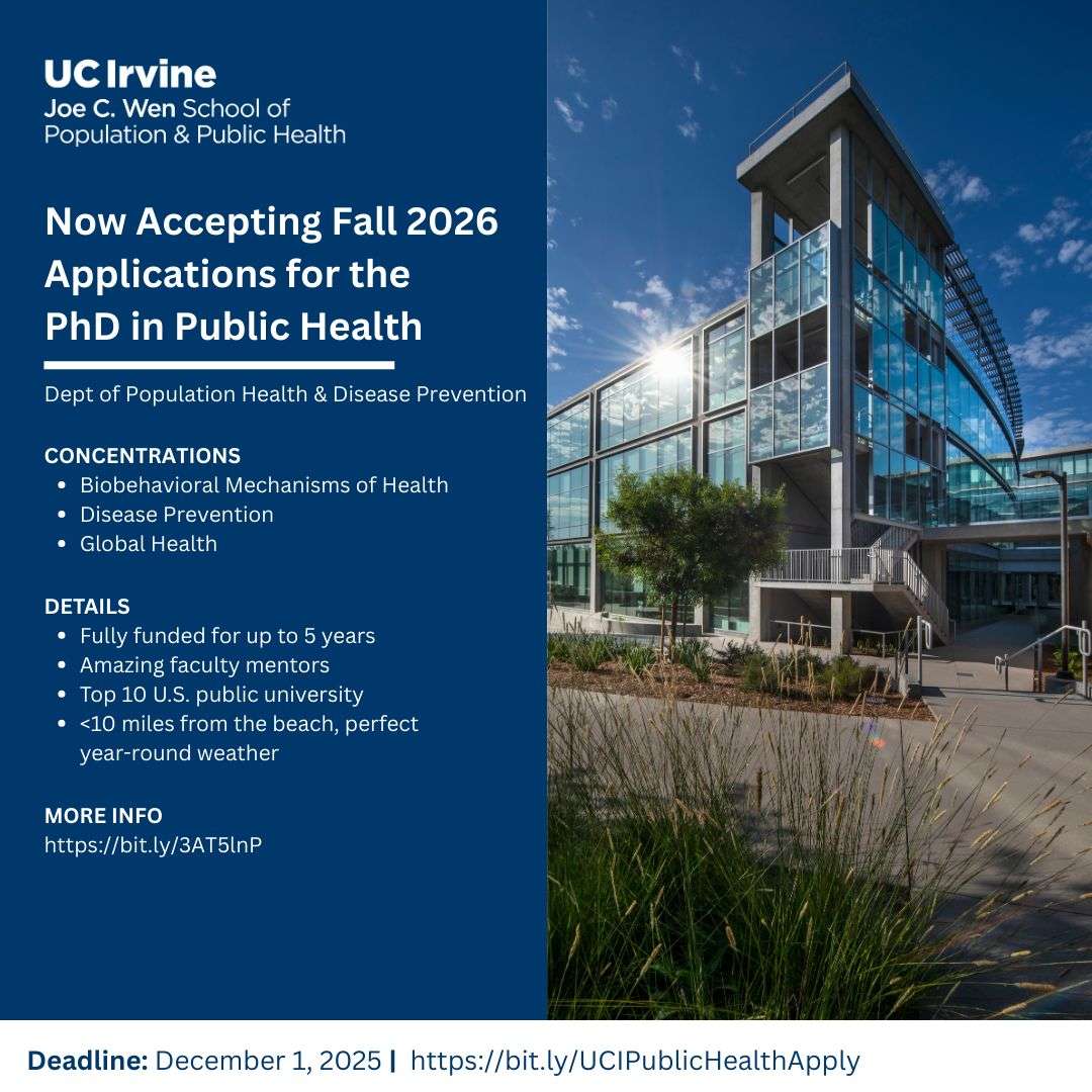 Fully Funded PhD in Public Health at UC Irvine Joe C. Wen School of Population & Public Health