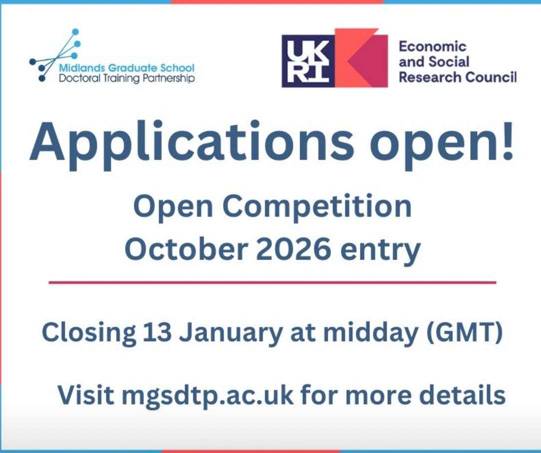 Fully Funded Masters + PhD Scholarships in the UK: Applications Open for the Midlands Graduate School ESRC DTP 2026 Entry
