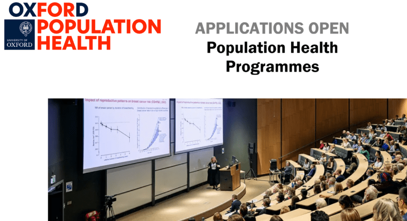 Apply for Oxford’s Population Health Programmes