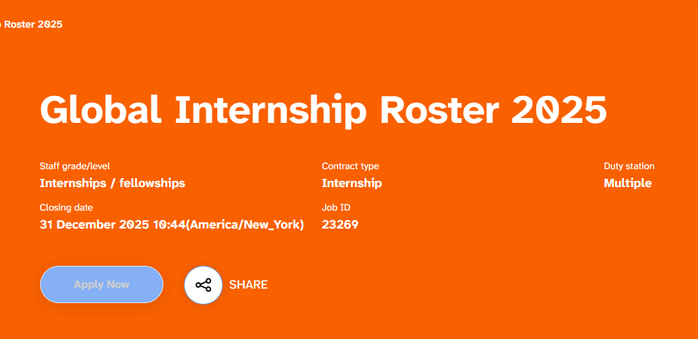 UNFPA Global Internship Roster 2025 — Paid Opportunities for Students and Graduates