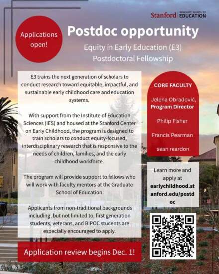 Equity in Early Education (E3) Postdoctoral Fellowship