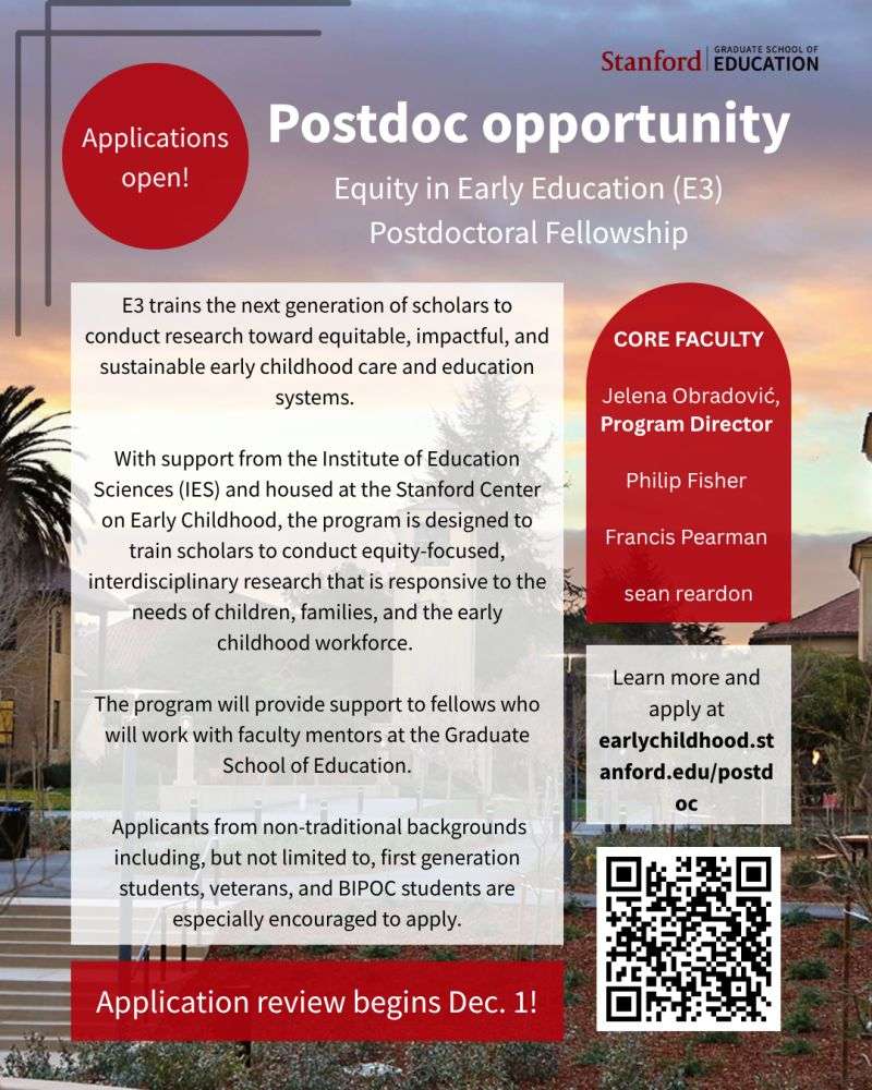 Equity in Early Education (E3) Postdoctoral Fellowship