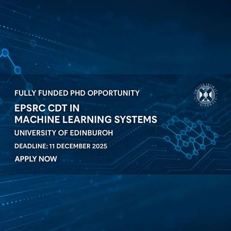 Fully Funded PhD Opportunity: CDT in Machine Learning Systems at the University of Edinburgh 2025/26
