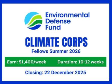 EDF Climate Corps Fellowship 2026: Apply Now for the Climate Corps Fellowship Opportunity