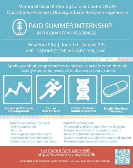 Applications Open for internship program. Quantitative Sciences Undergraduate Research Experience (QSURE) 2026