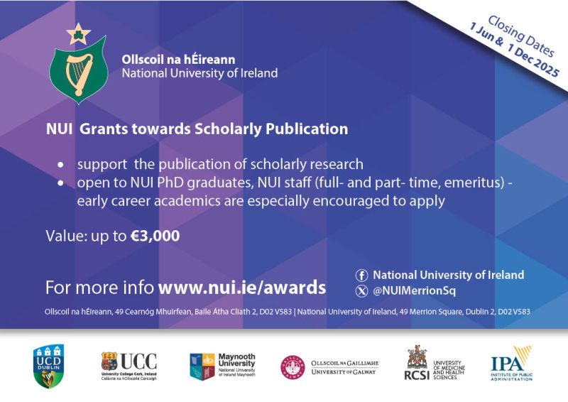 NUI Scholarly Publication Grants 2025: Empowering Academic Publishing Across Ireland