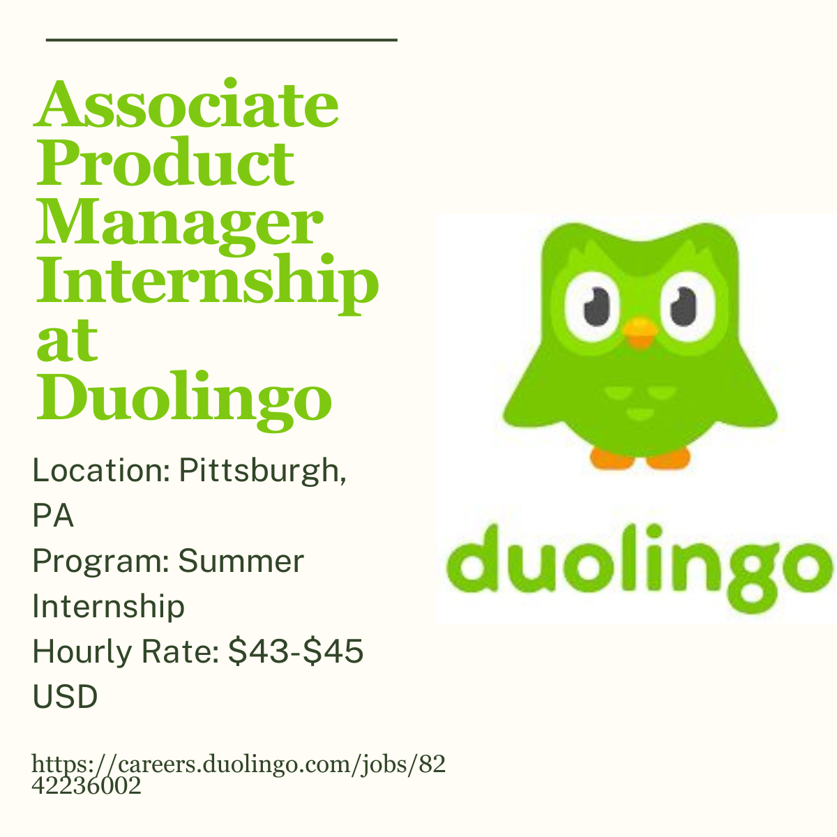 Associate Product Manager Internship at Duolingo