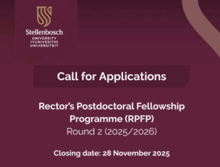 Apply Now : Stellenbosch University Rector’s Postdoctoral Fellowship Programme 2026