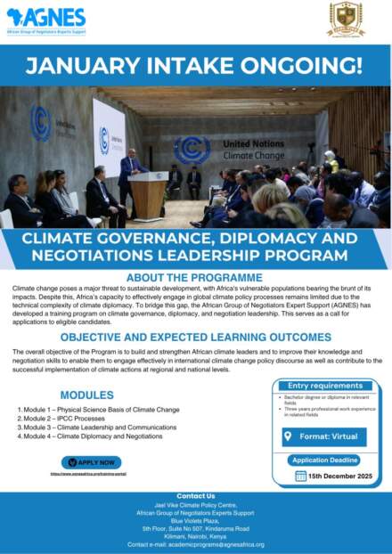 Climate Governance, Diplomacy and Negotiations Leadership Program – Call for Applications (Cohort XXI) 2026
