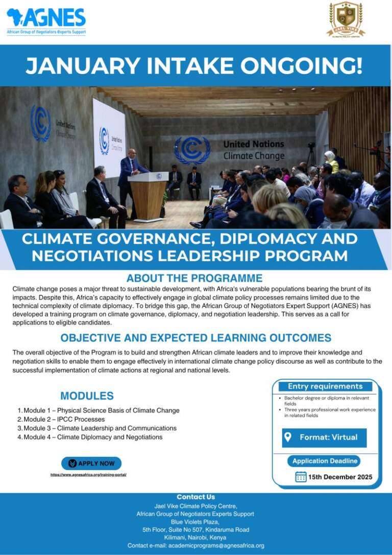 Climate Governance, Diplomacy and Negotiations Leadership Program – Call for Applications (Cohort XXI) 2026